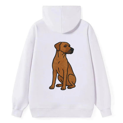 Rhodesian Ridgeback - Red wheaten embroidered pose - Classic Pullover Hoodie - White