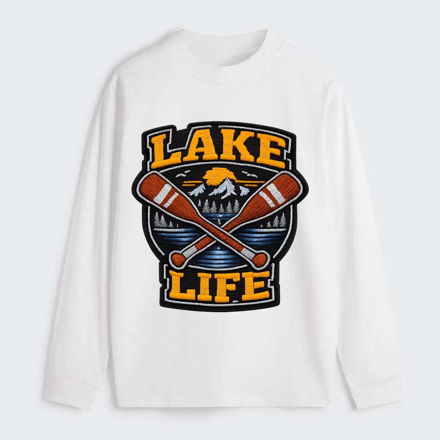 CANOE PADDLE - wooden paddle crossed in brown and cream , lake life - Classic Long Sleeve Shirt - White