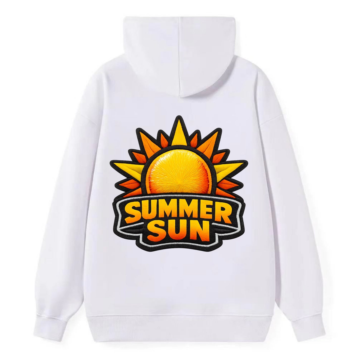 SUMMER SUN - bright sun with rays in yellow and orange , hot season - Classic Pullover Hoodie - White