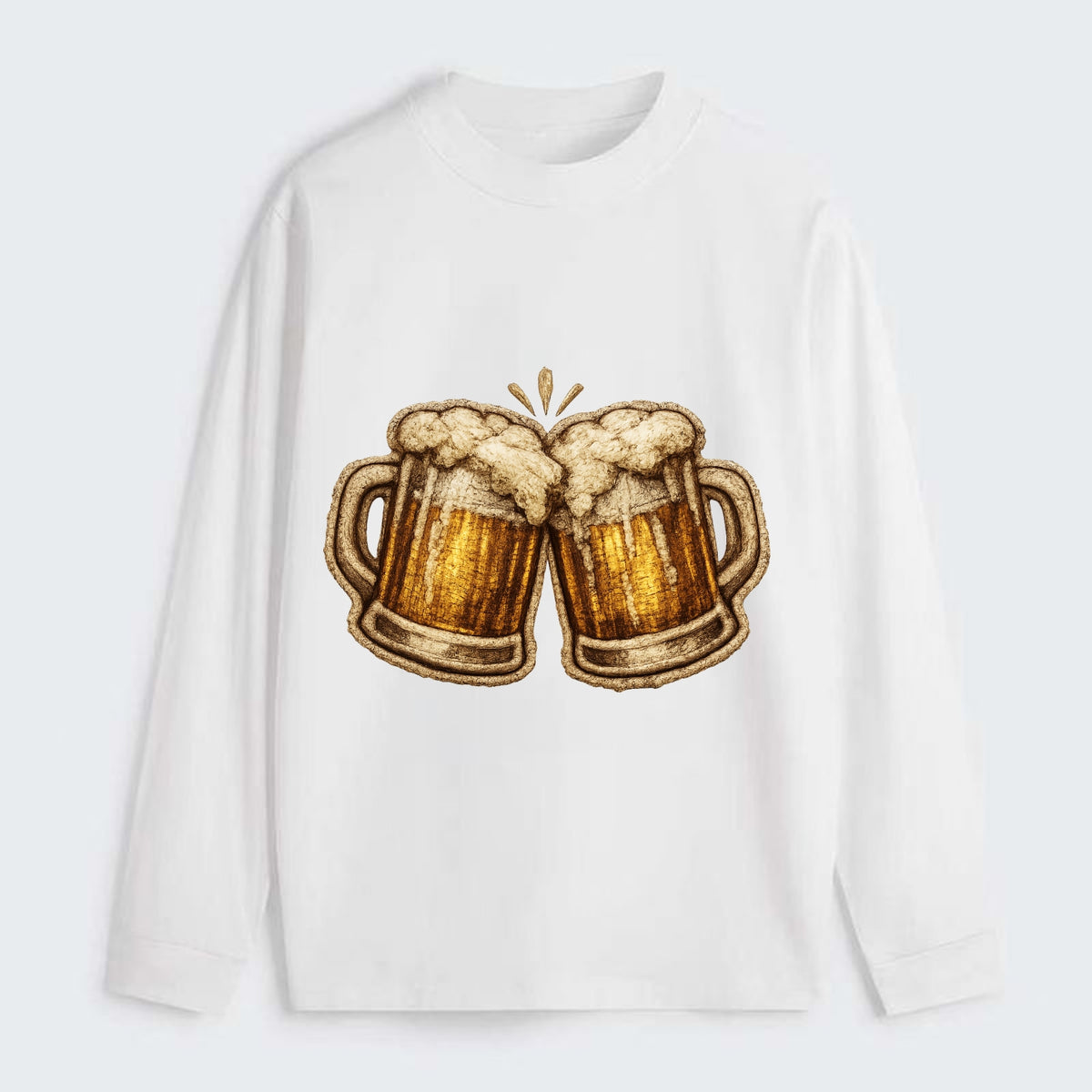 BEER MUG CHEERS - frosty beer stein in gold and amber , brewery - Classic Long Sleeve Shirt - White