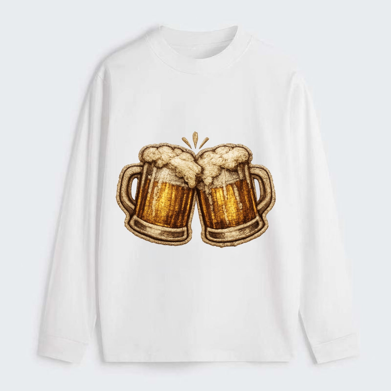 BEER MUG CHEERS - frosty beer stein in gold and amber , brewery - Classic Long Sleeve Shirt - White