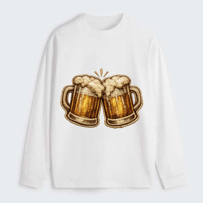 BEER MUG CHEERS - frosty beer stein in gold and amber , brewery - Classic Long Sleeve Shirt - White