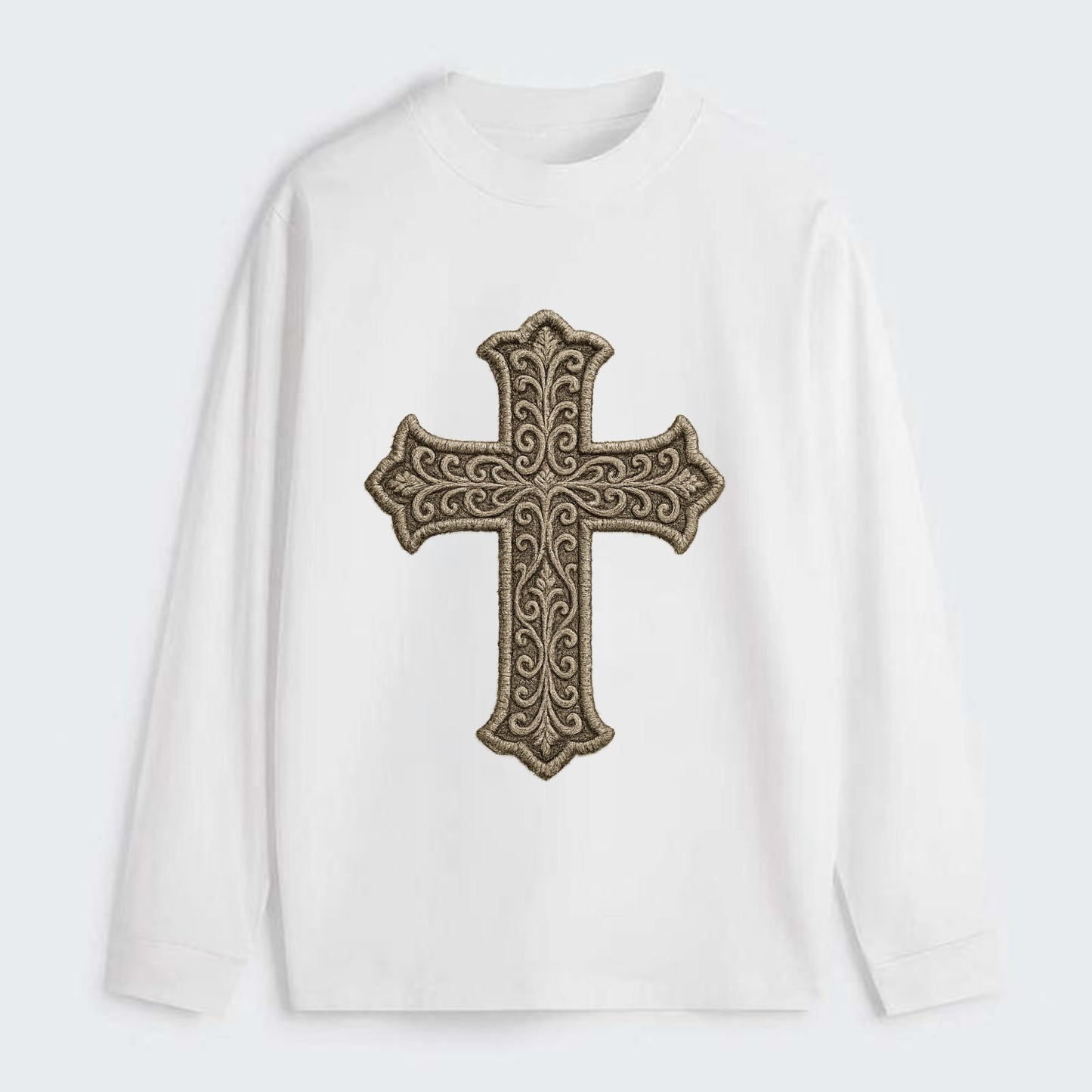 Filigree Cross  - Classic Long Sleeve Shirt - White
