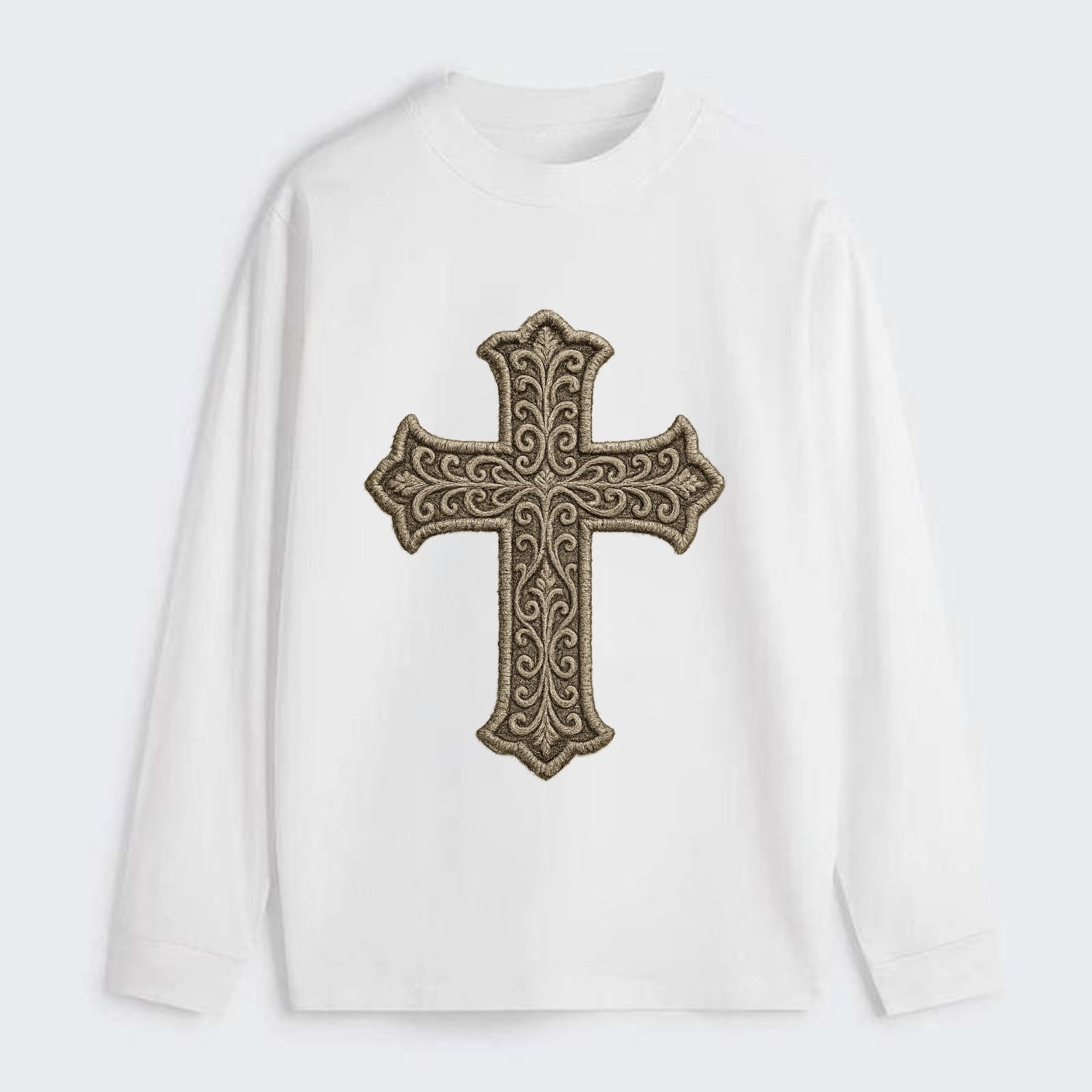 Filigree Cross  - Classic Long Sleeve Shirt - White