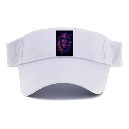 Regal lion with mane made of electric currents, neon yellow and hot pink energy flows, - Visor - White