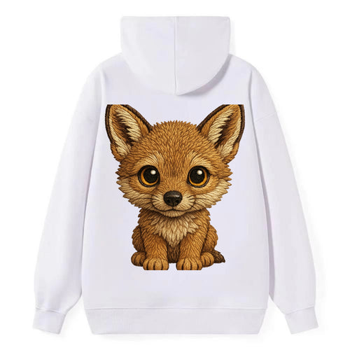 Baby Coyote Pup - tan fur, large ears, golden eyes, front-facing, clever - Classic Pullover Hoodie