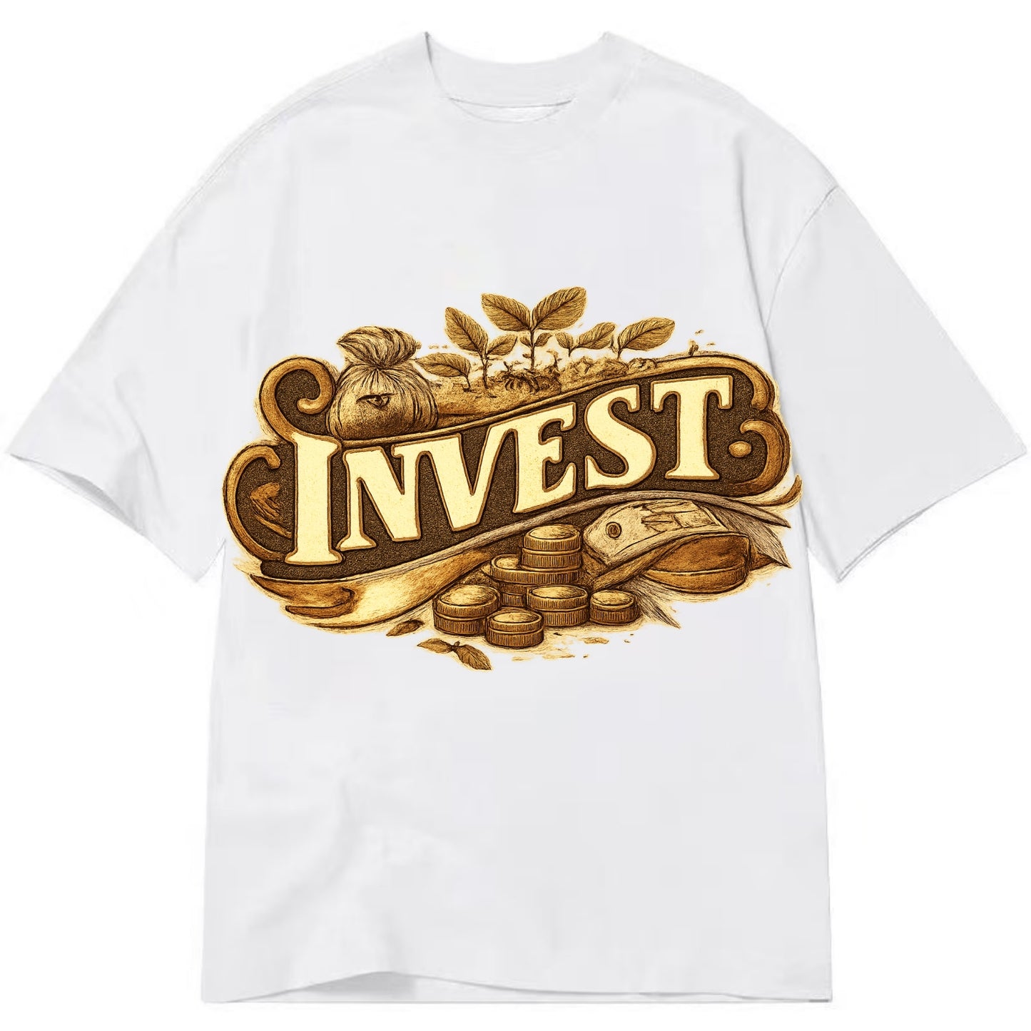 Bold typography design - "INVEST" - growing money, smart decisions - Classic T-shirt - White