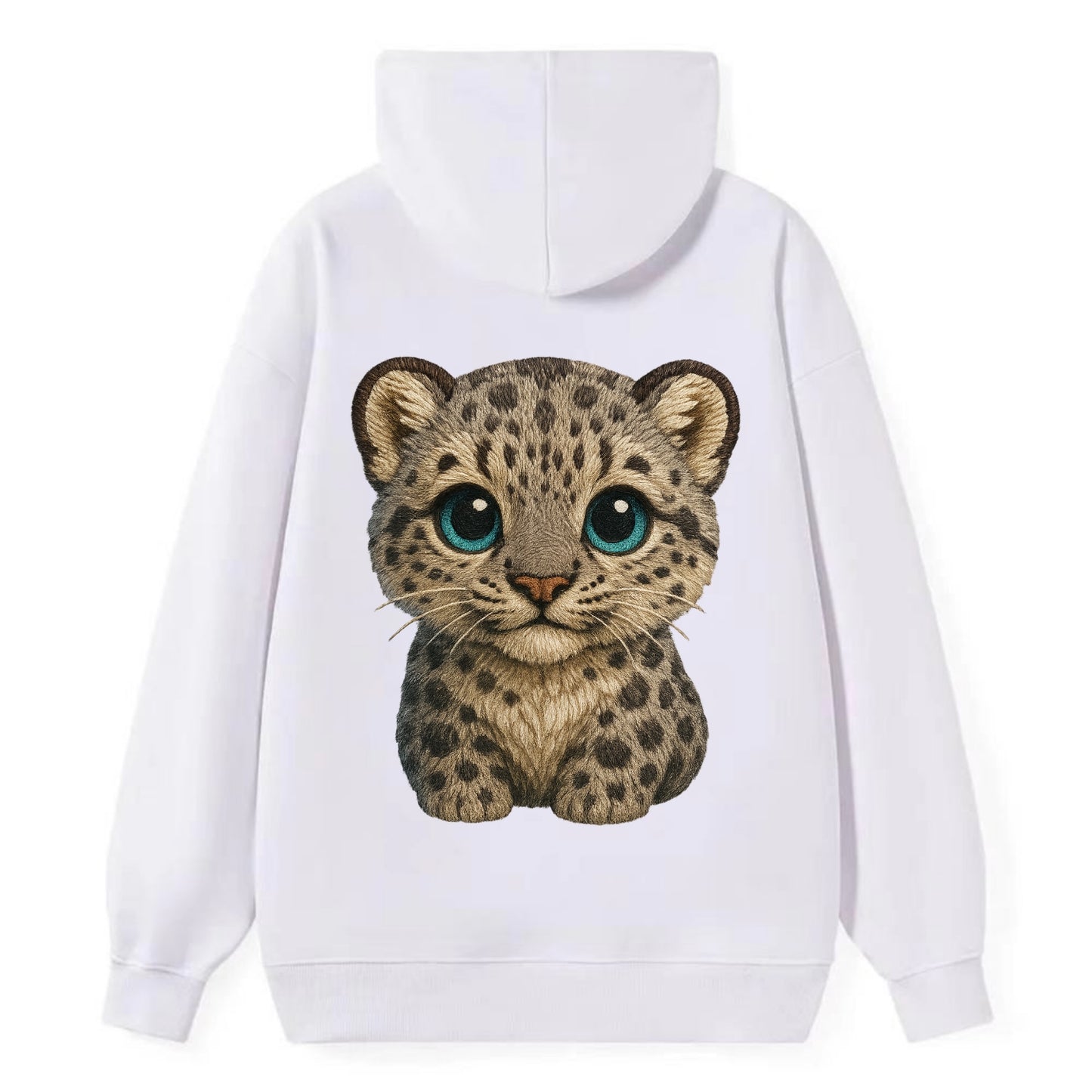 Baby Snow Leopard Cub - gray spotted, thick fur, blue-green eyes, - Classic Pullover Hoodie - White