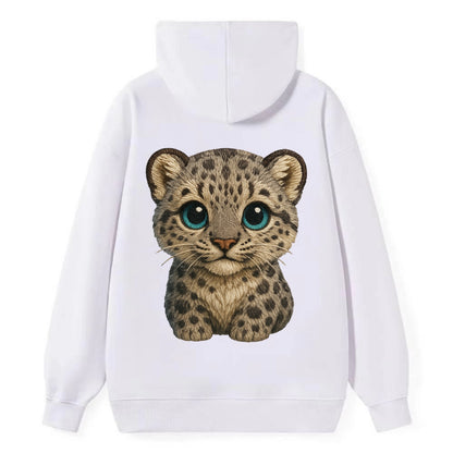 Baby Snow Leopard Cub - gray spotted, thick fur, blue-green eyes, - Classic Pullover Hoodie - White