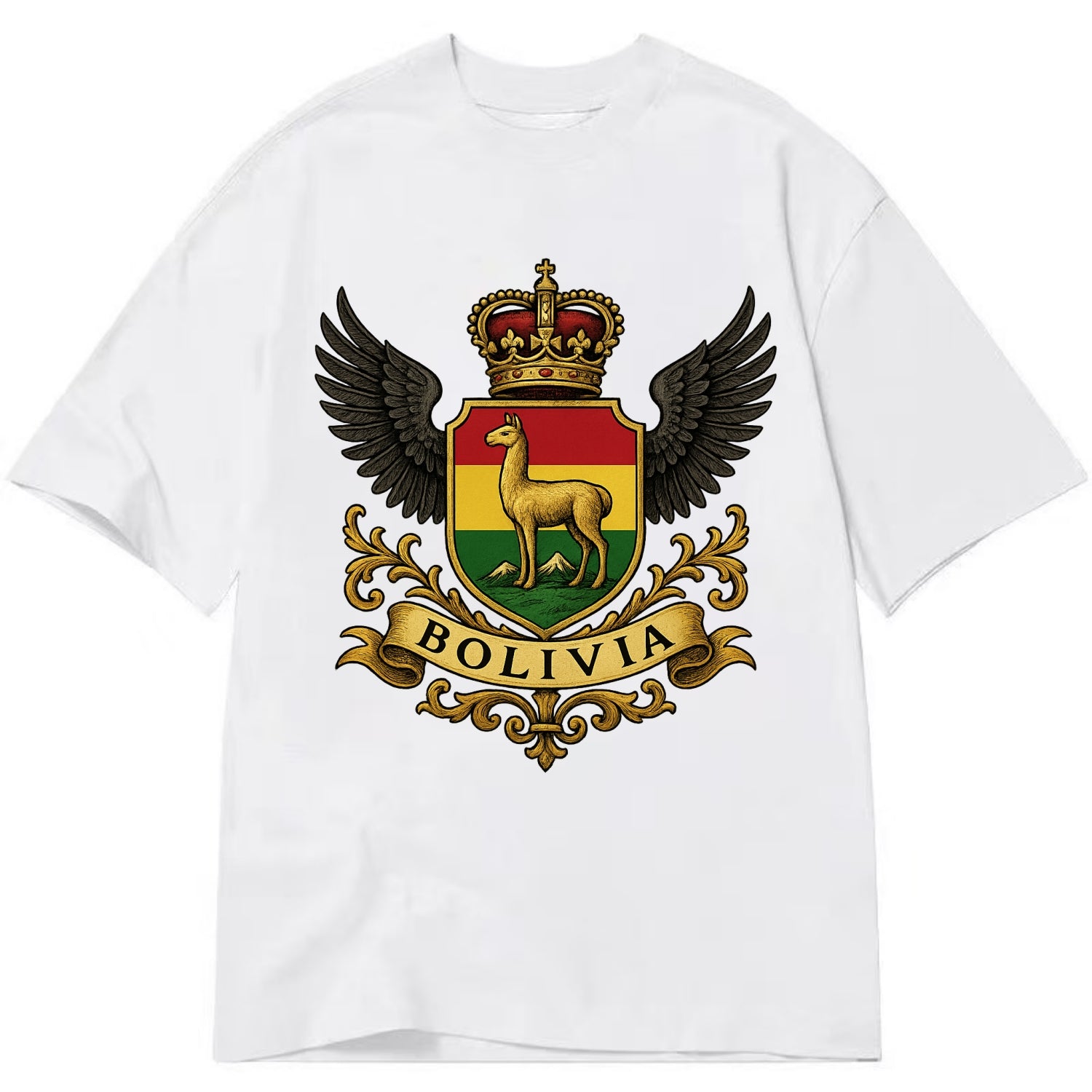 Bolivia Llama Emblem  - Classic T-shirt - White