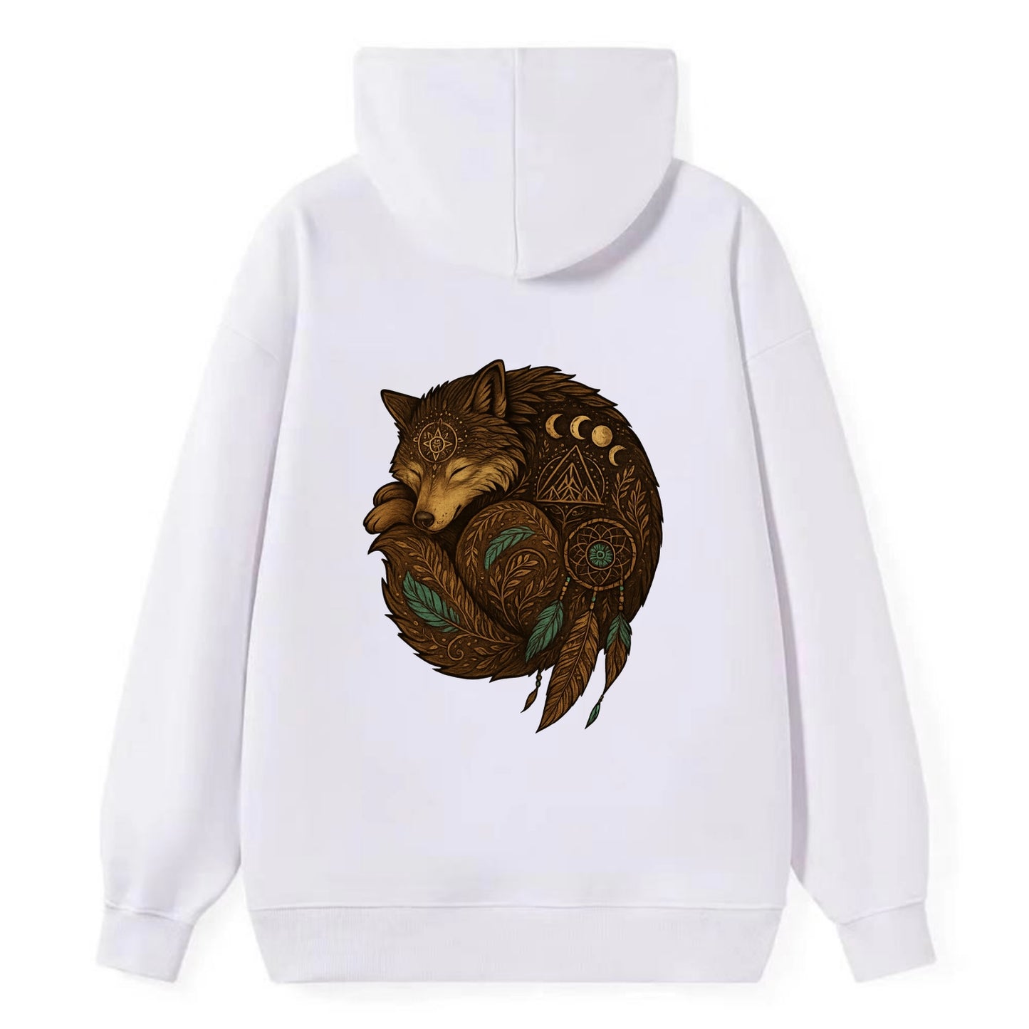 Sleeping Wolf Peace  - Classic Pullover Hoodie - White