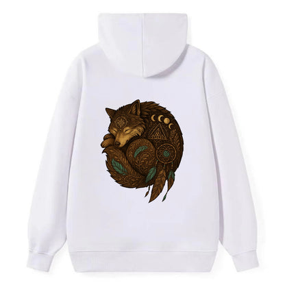 Sleeping Wolf Peace  - Classic Pullover Hoodie - White