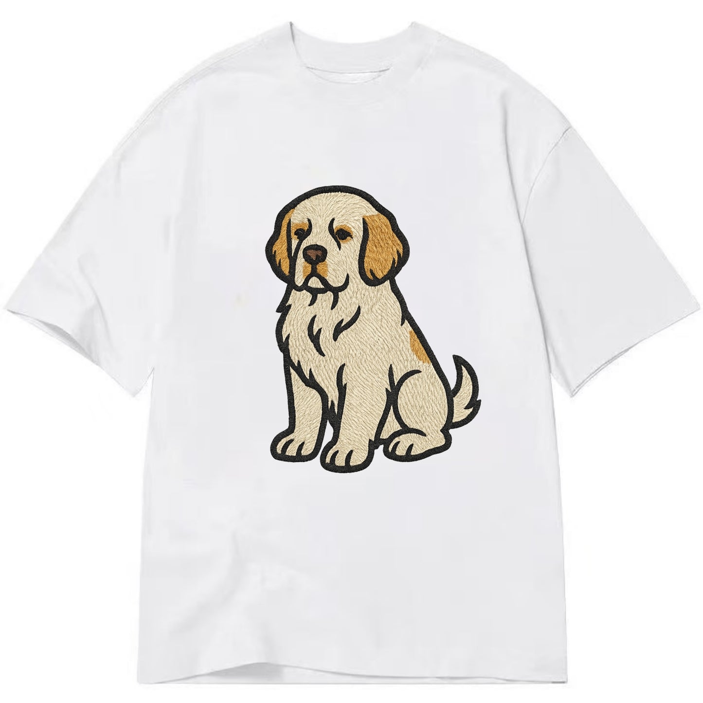 Clumber Spaniel - White with lemon markings embroidered pose - Classic T-shirt - White