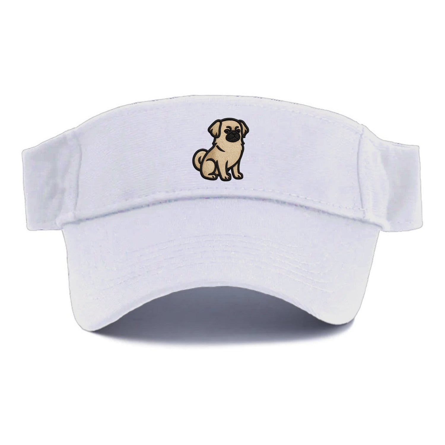 Tibetan Spaniel - Fawn small dog embroid - Visor - White
