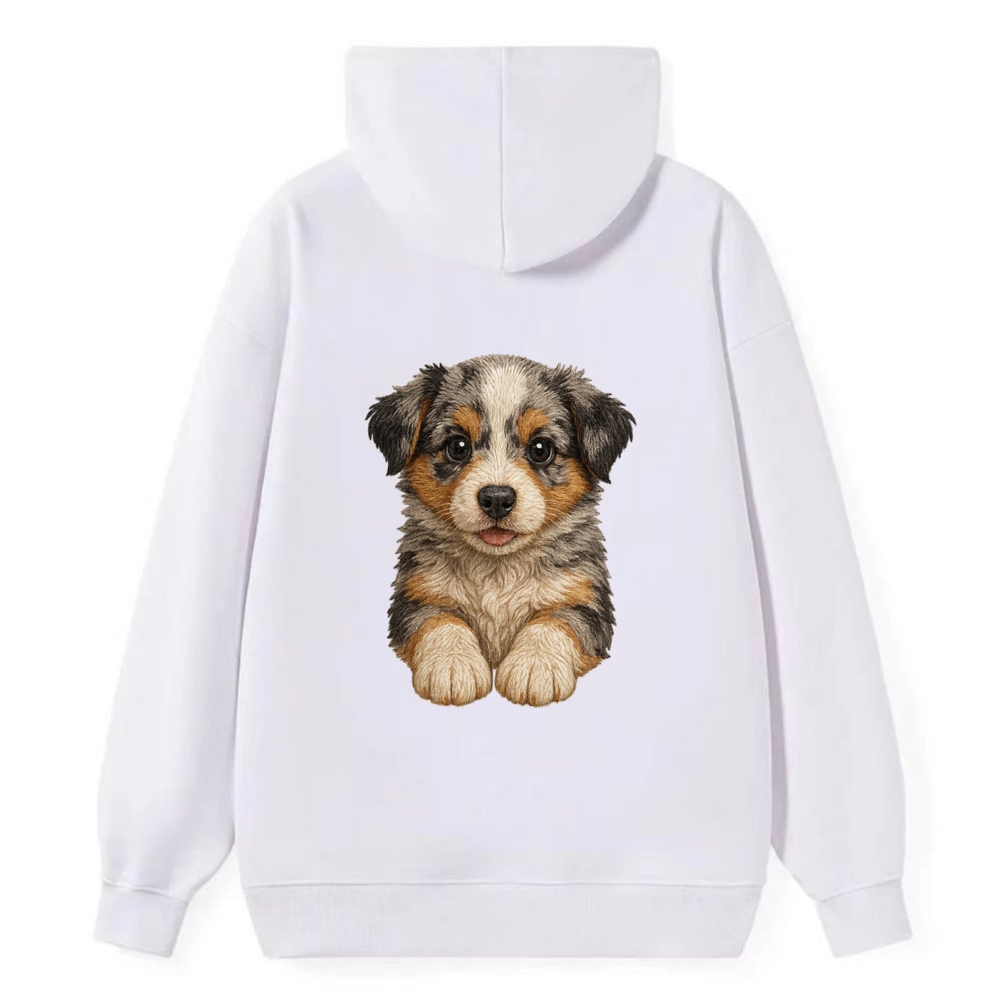Baby Australian Shepherd Puppy - merle coat, bright eyes, fluffy, - Classic Pullover Hoodie - White
