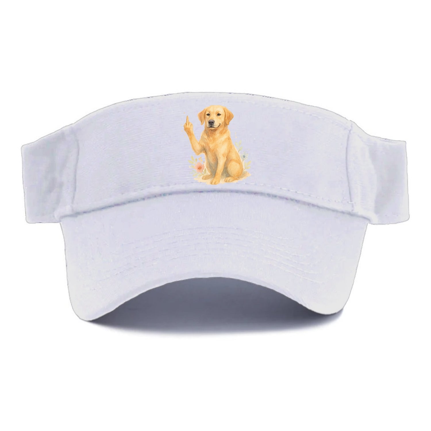 Labrador Retriever yellow sitting pretty, friendly face, strong paw up with sass - Visor - White