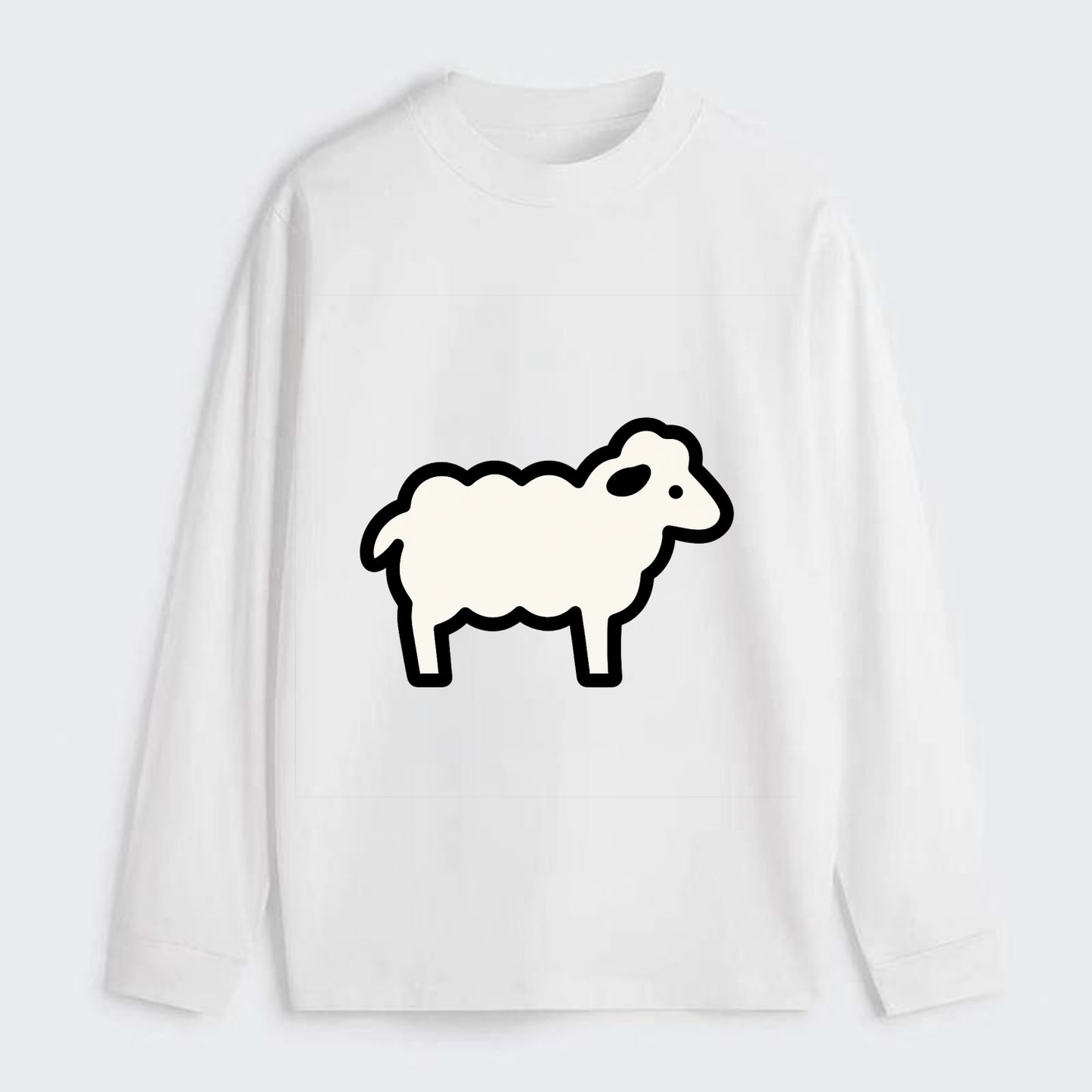 Sheep - White fluffy wool flat side profile - Classic Long Sleeve Shirt - White
