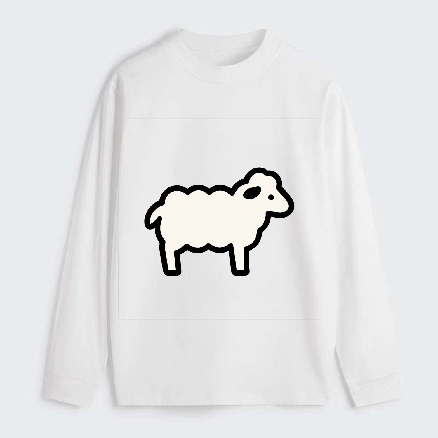 Sheep - White fluffy wool flat side profile - Classic Long Sleeve Shirt - White