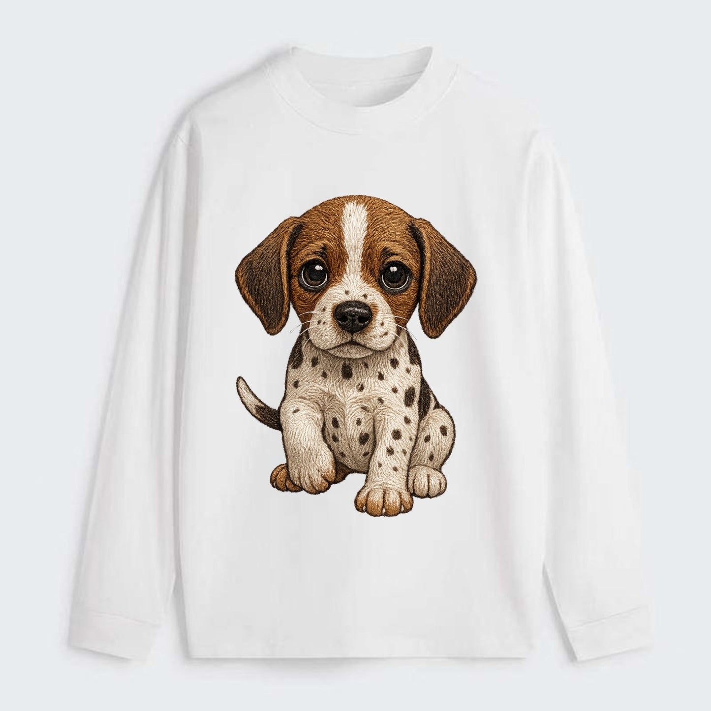 Baby Pointer Puppy - spotted coat, noble stance, alert eyes, - Classic Long Sleeve Shirt - White