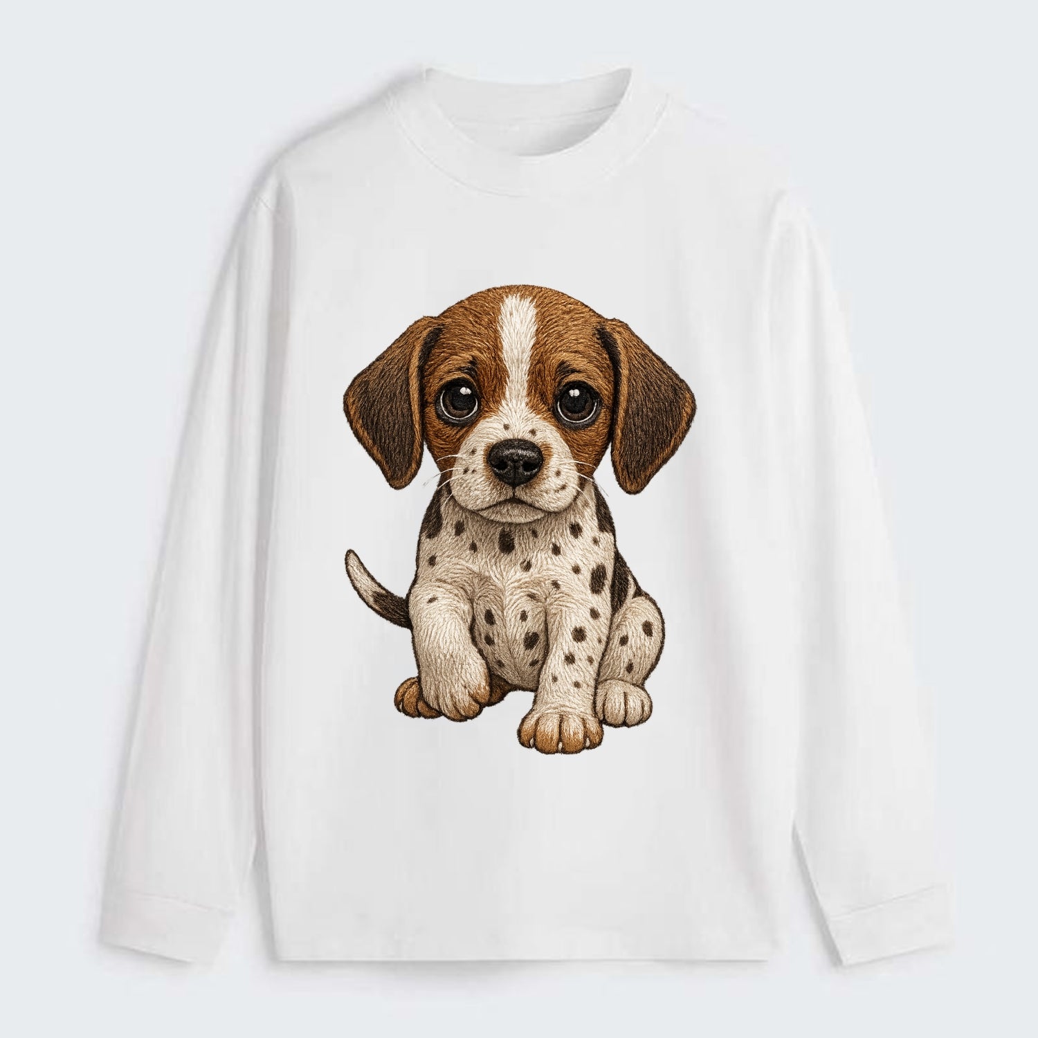 Baby Pointer Puppy - spotted coat, noble stance, alert eyes, - Classic Long Sleeve Shirt - White