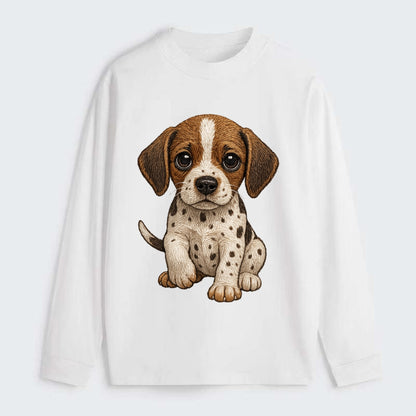 Baby Pointer Puppy - spotted coat, noble stance, alert eyes, - Classic Long Sleeve Shirt - White