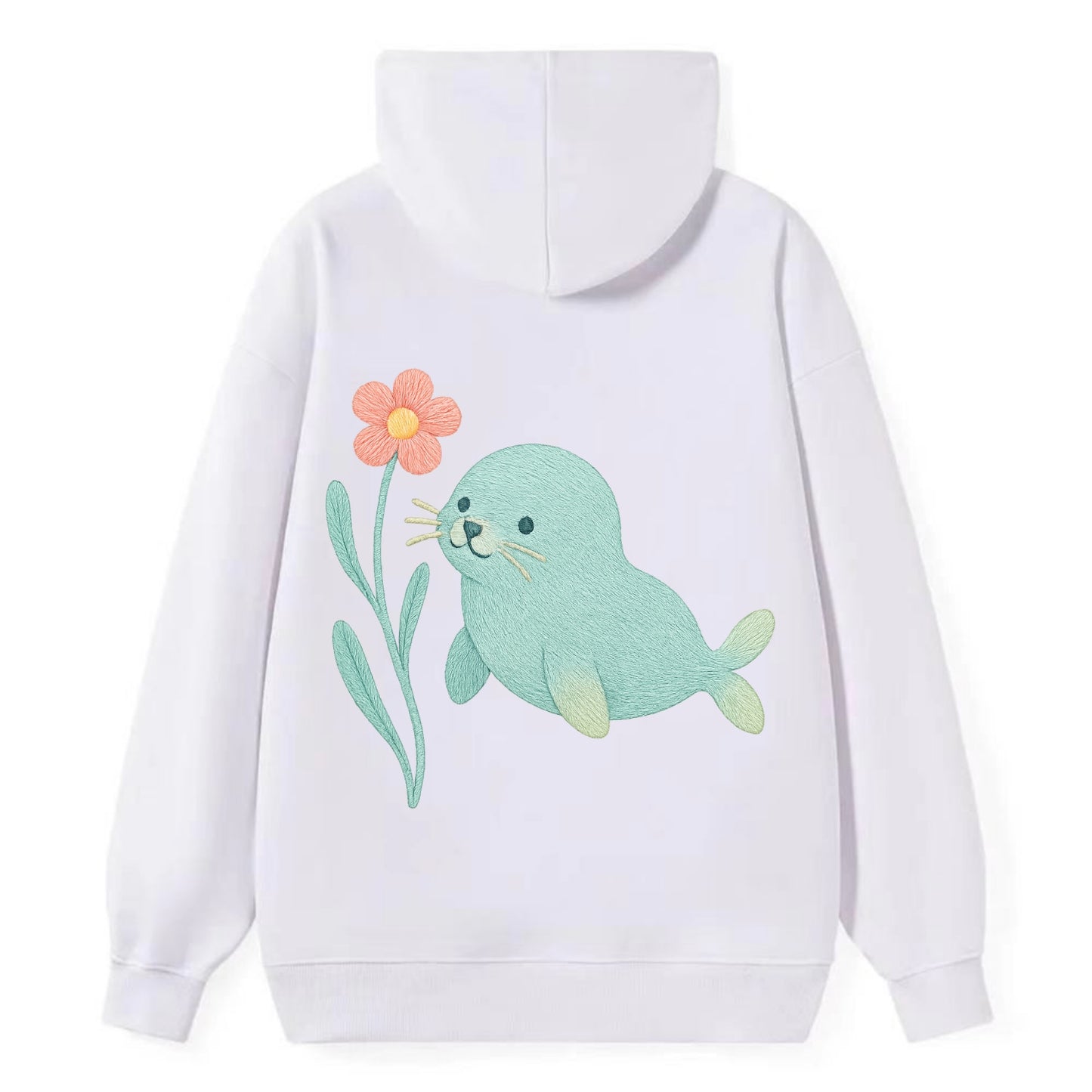 Mint Seal Pup - Classic Pullover Hoodie - White