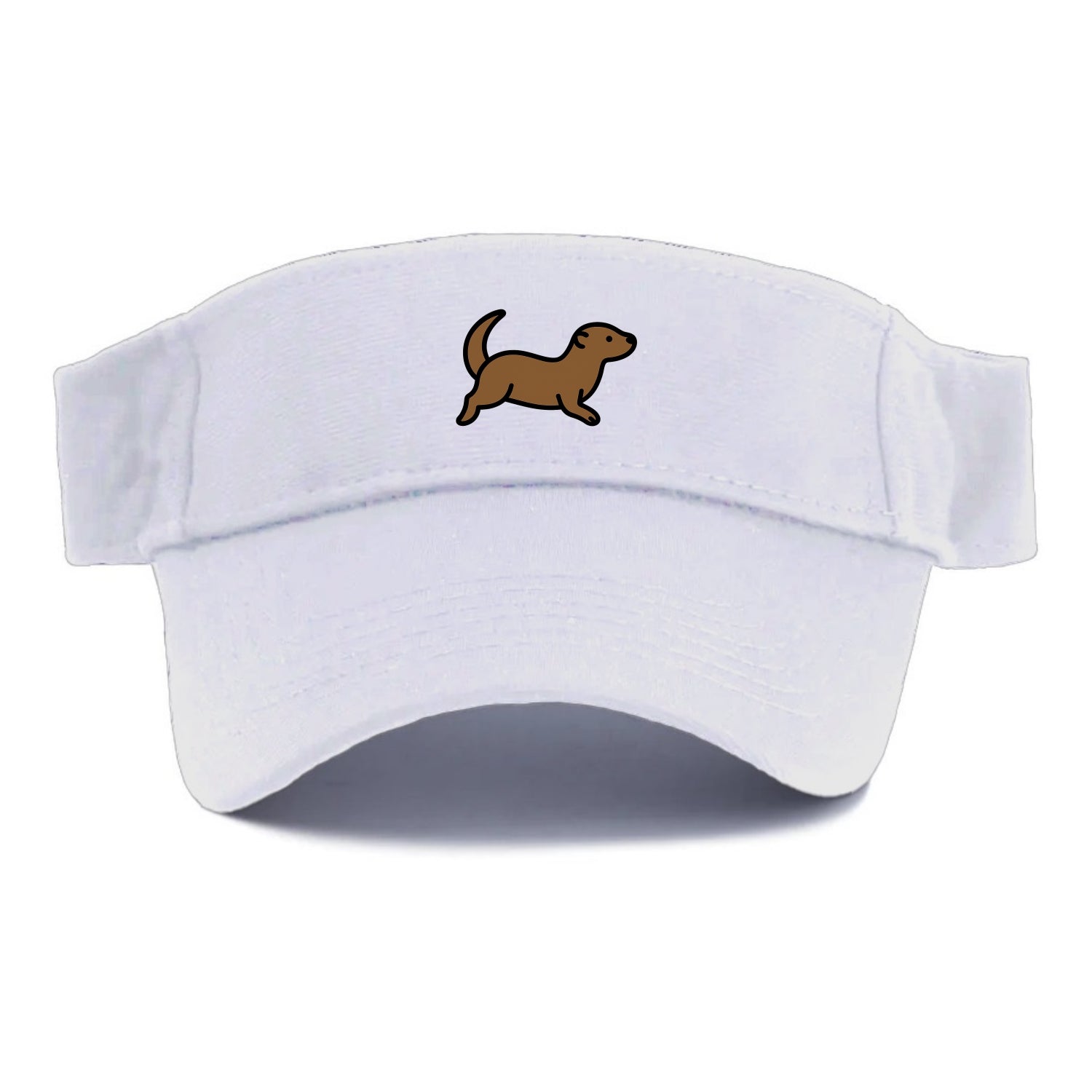 Otter - Brown sleek swimming pose flat side profile - Visor - White