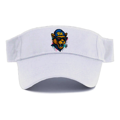 Pittsburgh Panther wearing Pitt beanie with script patch - Visor - White