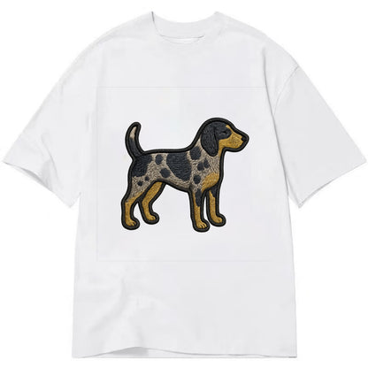 Bluetick Coonhound - Trendy spotted hound logo with prominent black border - Classic T-shirt - White