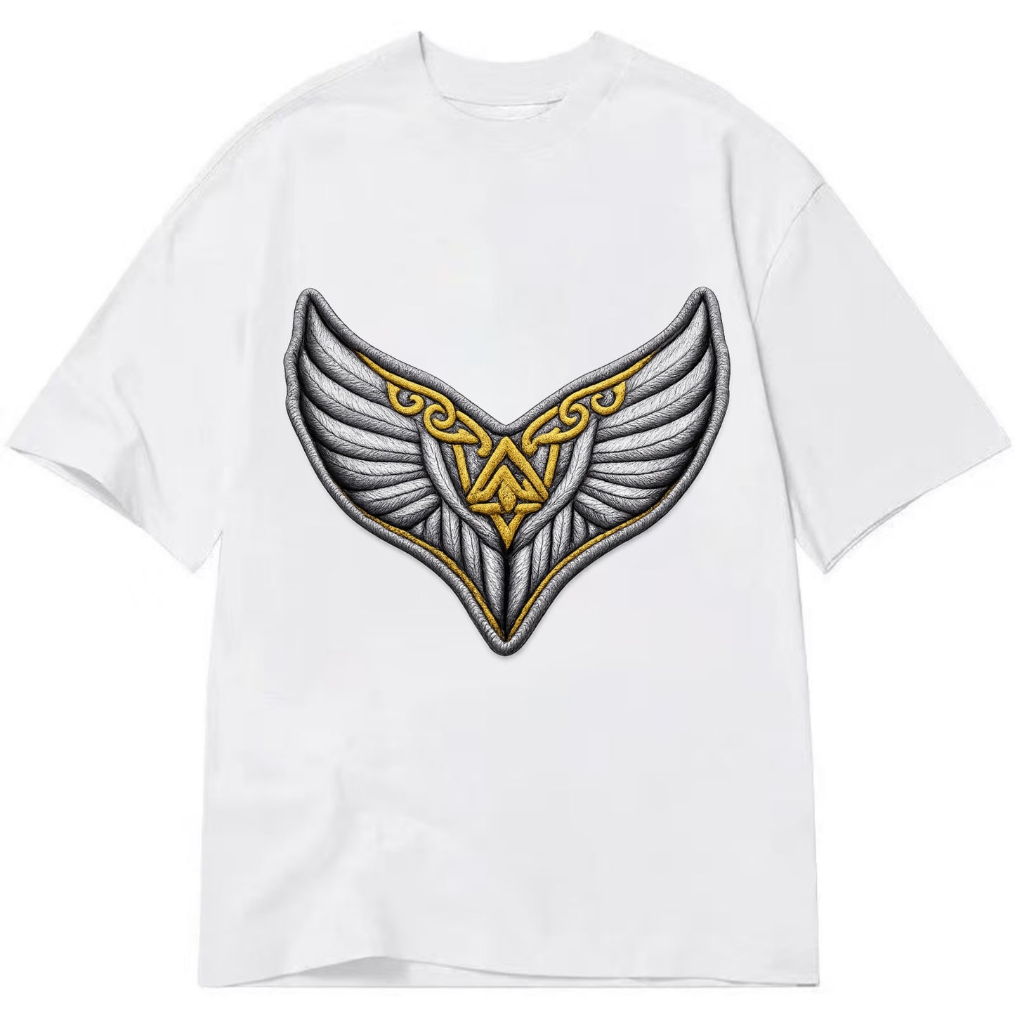 VALKYRIE WINGS - warrior maiden wings in silver and gold , Norse myth - Classic T-shirt - White