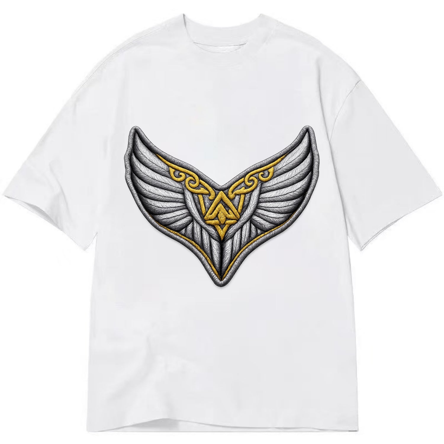 VALKYRIE WINGS - warrior maiden wings in silver and gold , Norse myth - Classic T-shirt - White