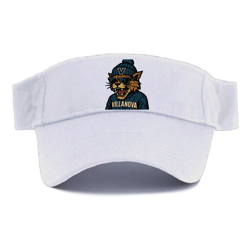Villanova Wildcat wearing Villanova beanie with V patch - Visor