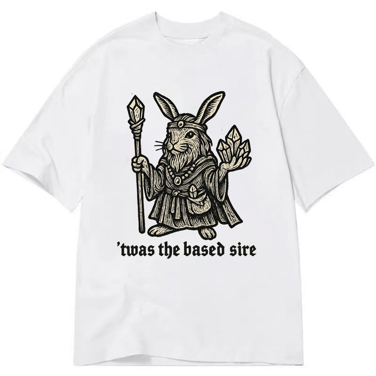 Crystals Healing Hippie Rabbit  - Classic T-shirt - White