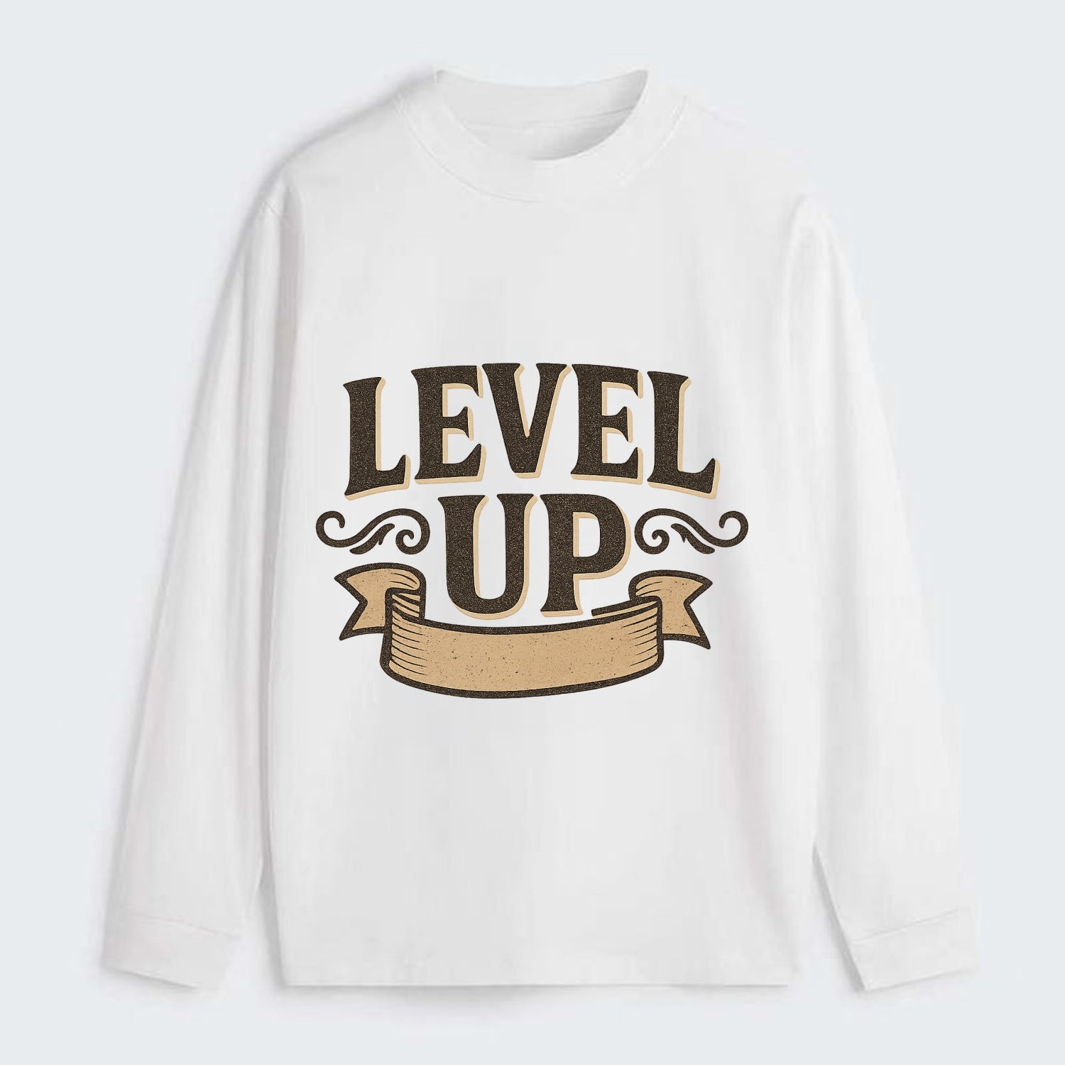 Bold typography design - "LEVEL UP" - improving, advancing, growing - Classic Long Sleeve Shirt - White