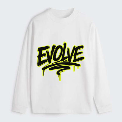 Bold typography design - "EVOLVE" - changing, becoming better - Classic Long Sleeve Shirt - White