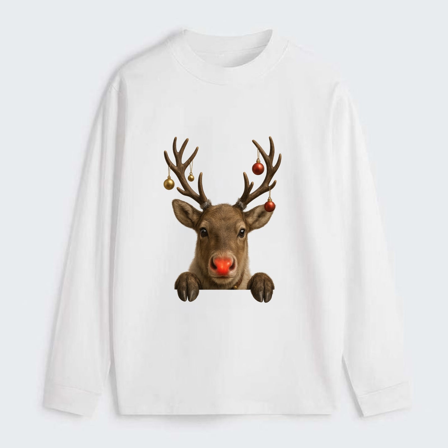 Christmas Reindeer  - Classic Long Sleeve Shirt - White