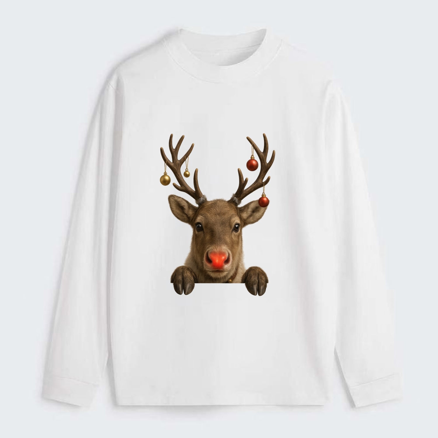 Christmas Reindeer  - Classic Long Sleeve Shirt - White
