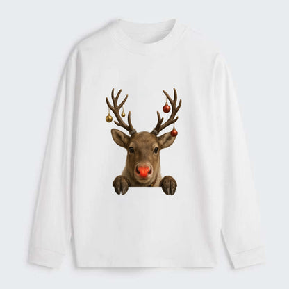 Christmas Reindeer  - Classic Long Sleeve Shirt - White