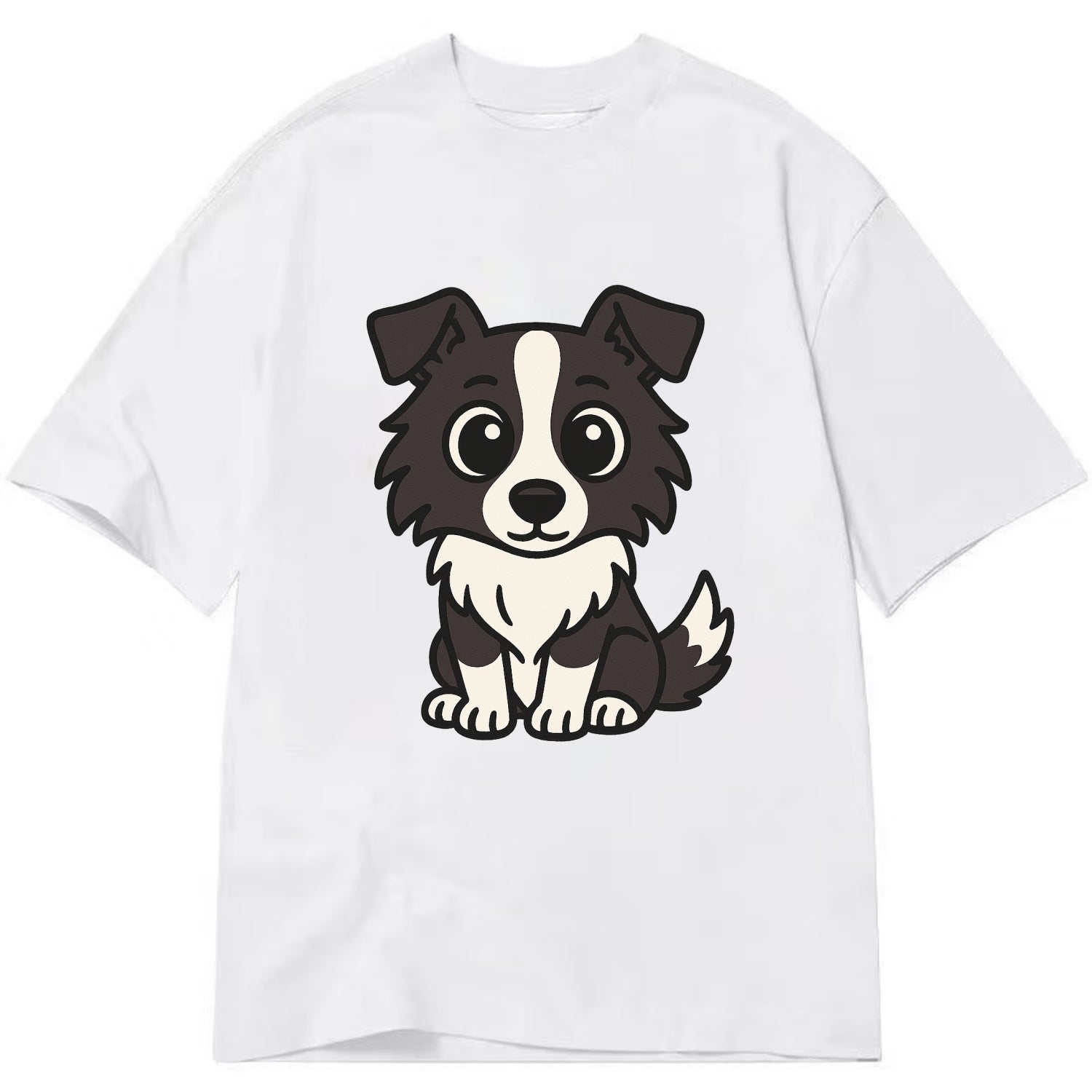 Border Collie - Intense stare sitting pose - Classic T-shirt - White