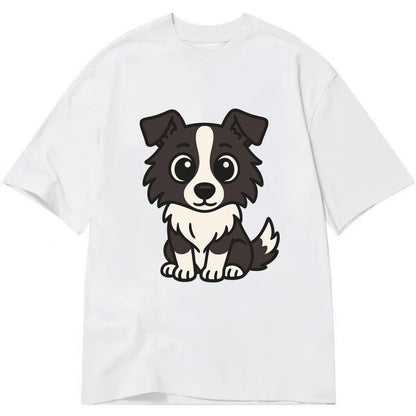 Border Collie - Intense stare sitting pose - Classic T-shirt - White