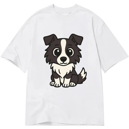 Border Collie - Intense stare sitting pose - Classic T-shirt - White