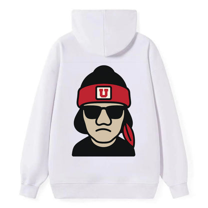 Salt Lake Ute wearing Utah beanie with U patch - Classic Pullover Hoodie - White