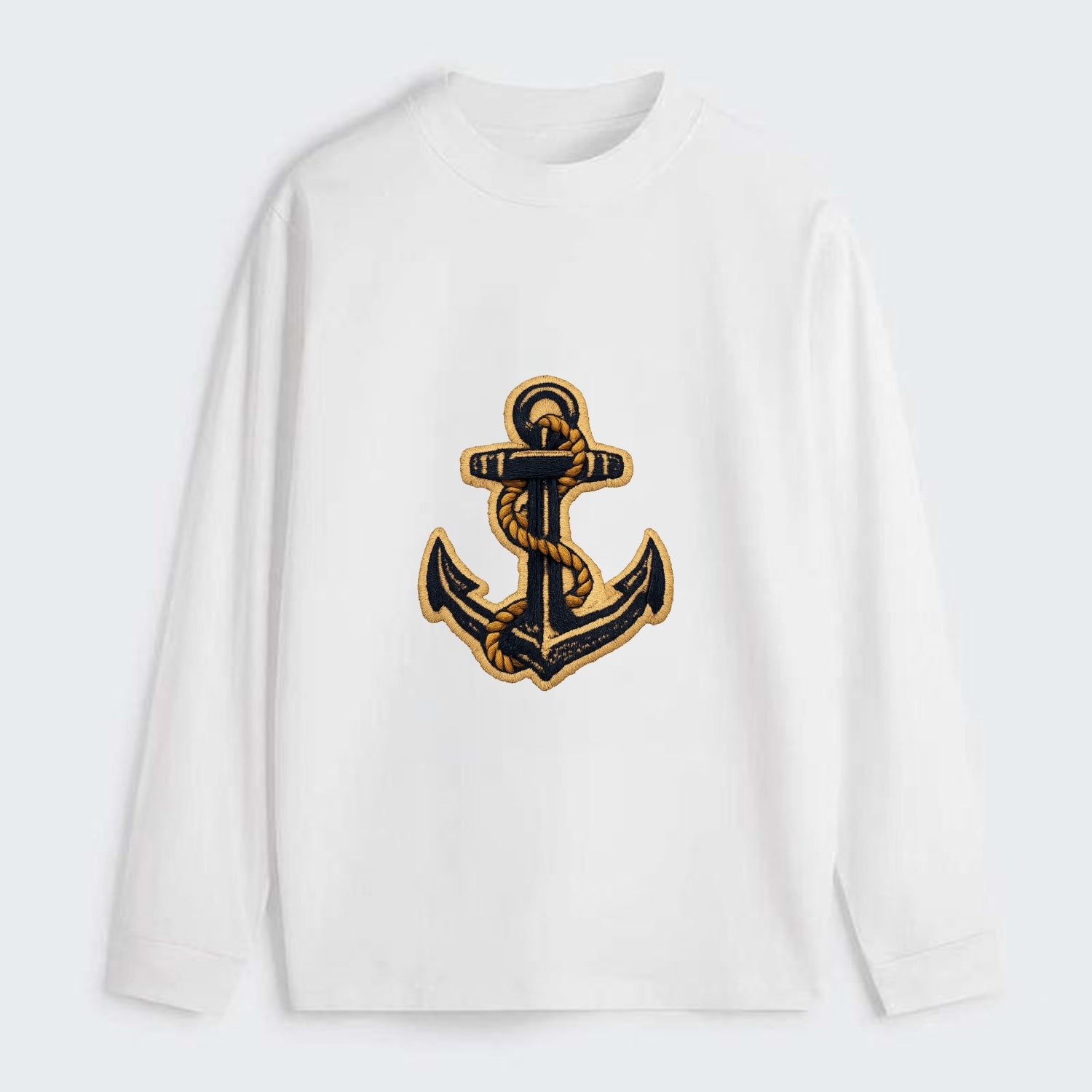 ANCHOR ROPE - classic anchor with rope in navy and gold , sailor - Classic Long Sleeve Shirt - White