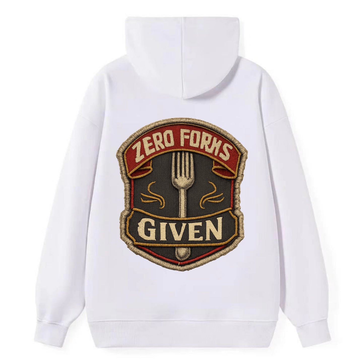 ZERO FORKS GIVEN - fork with text in silver , no cares attitude - Classic Pullover Hoodie - White