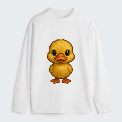 Baby Duck Duckling - yellow fluffy, orange beak, bright eyes, - Classic Long Sleeve Shirt - White