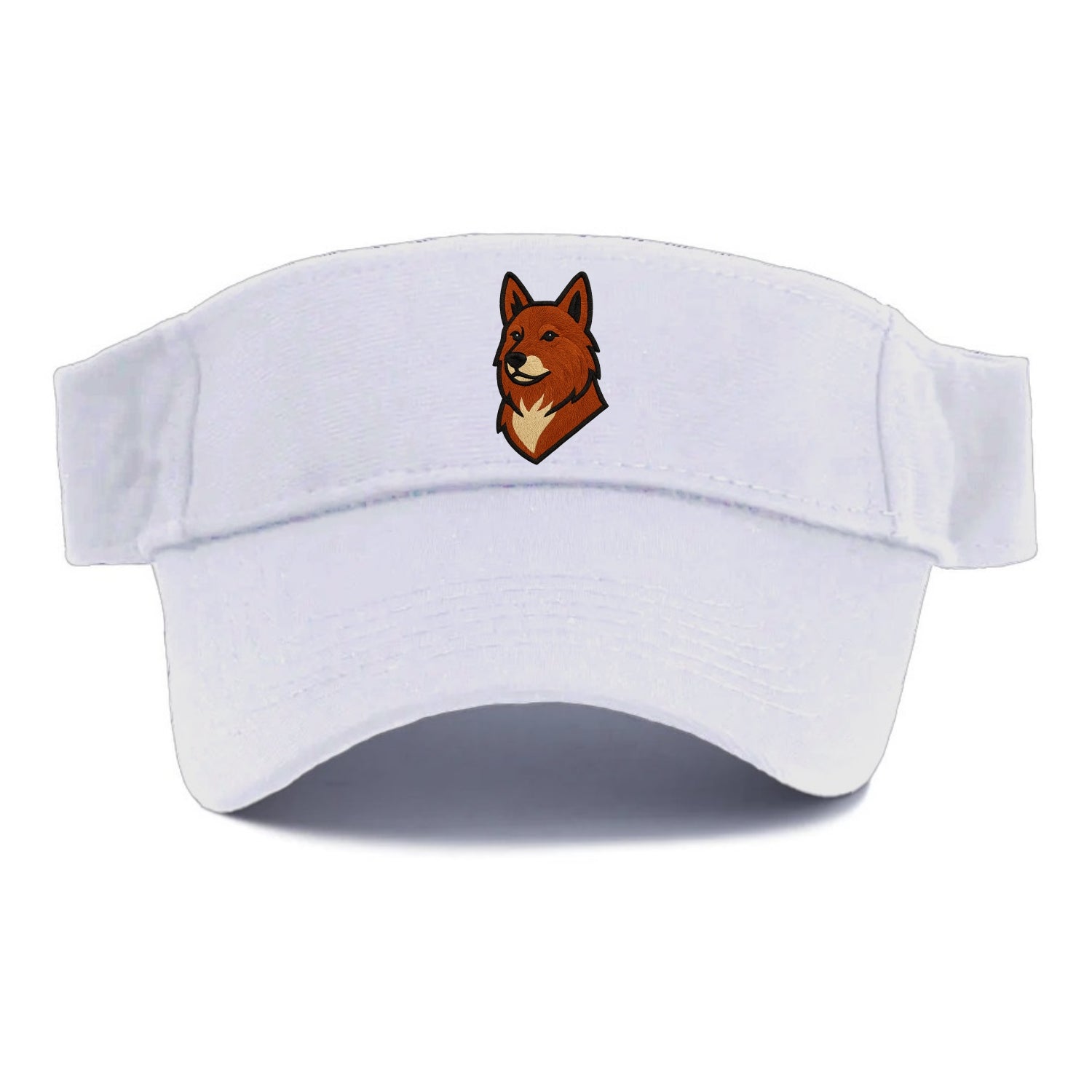 Finnish Spitz - Fox-red pointed ears embroidered pose - Visor - White