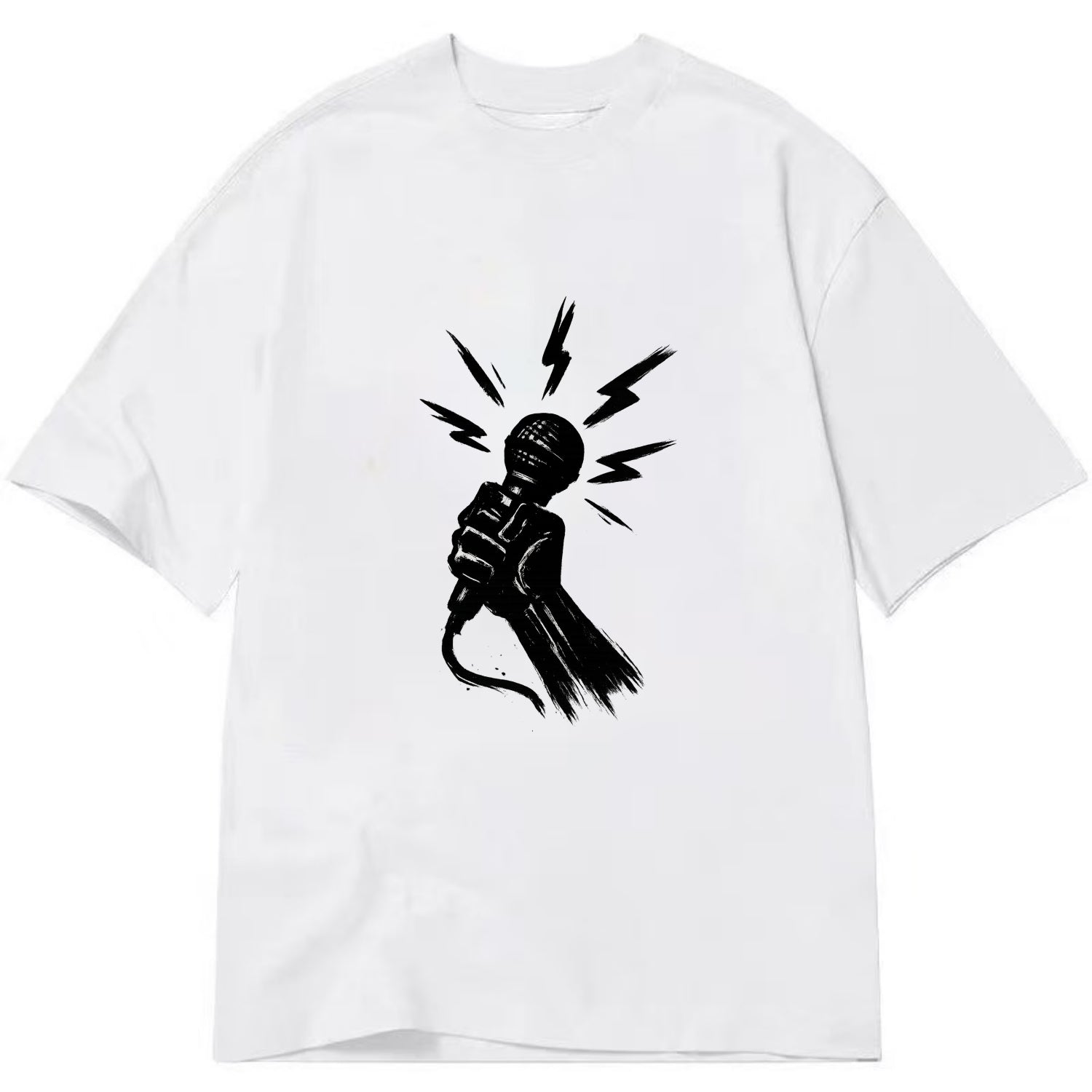 Microphone with sound waves - freedom of speech ink art - Classic T-shirt - White