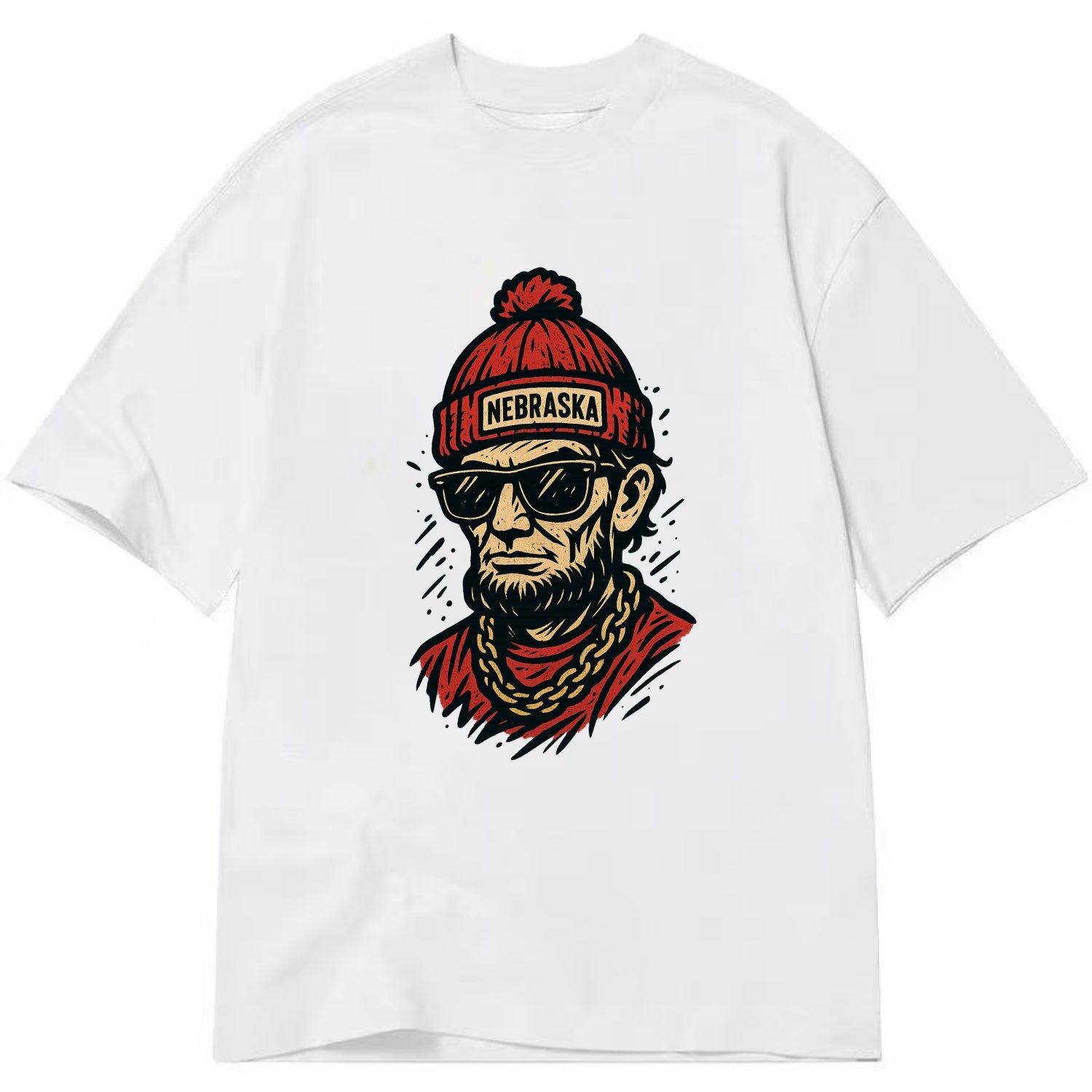 Lincoln Cornhusker wearing Nebraska bean - Classic T-shirt - White