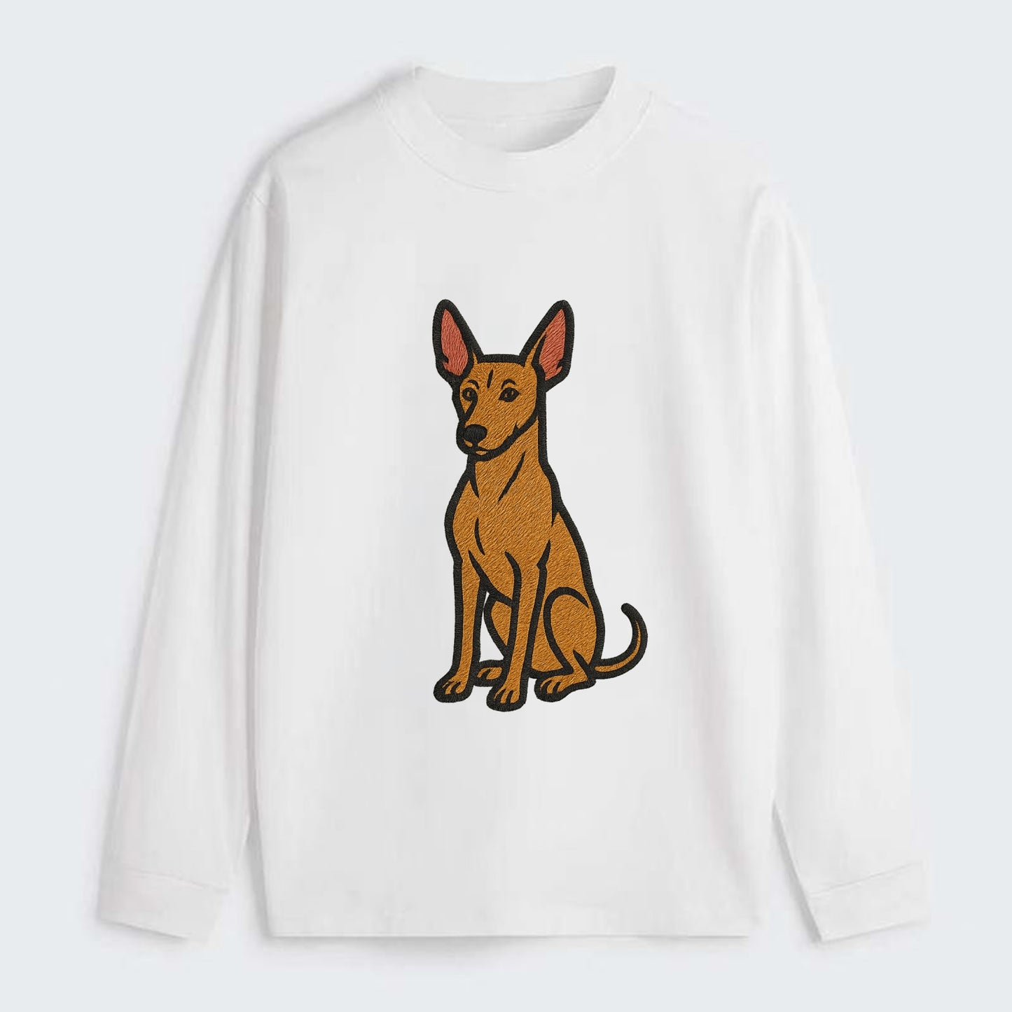 Pharaoh Hound - Tan colored embroidered pose - Classic Long Sleeve Shirt - White