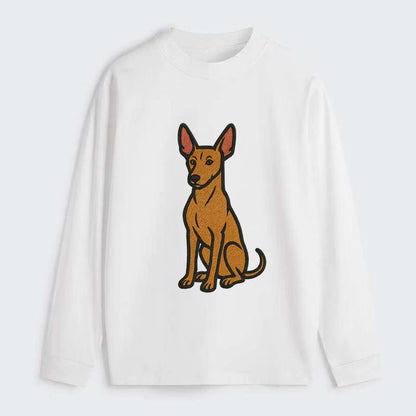 Pharaoh Hound - Tan colored embroidered pose - Classic Long Sleeve Shirt - White